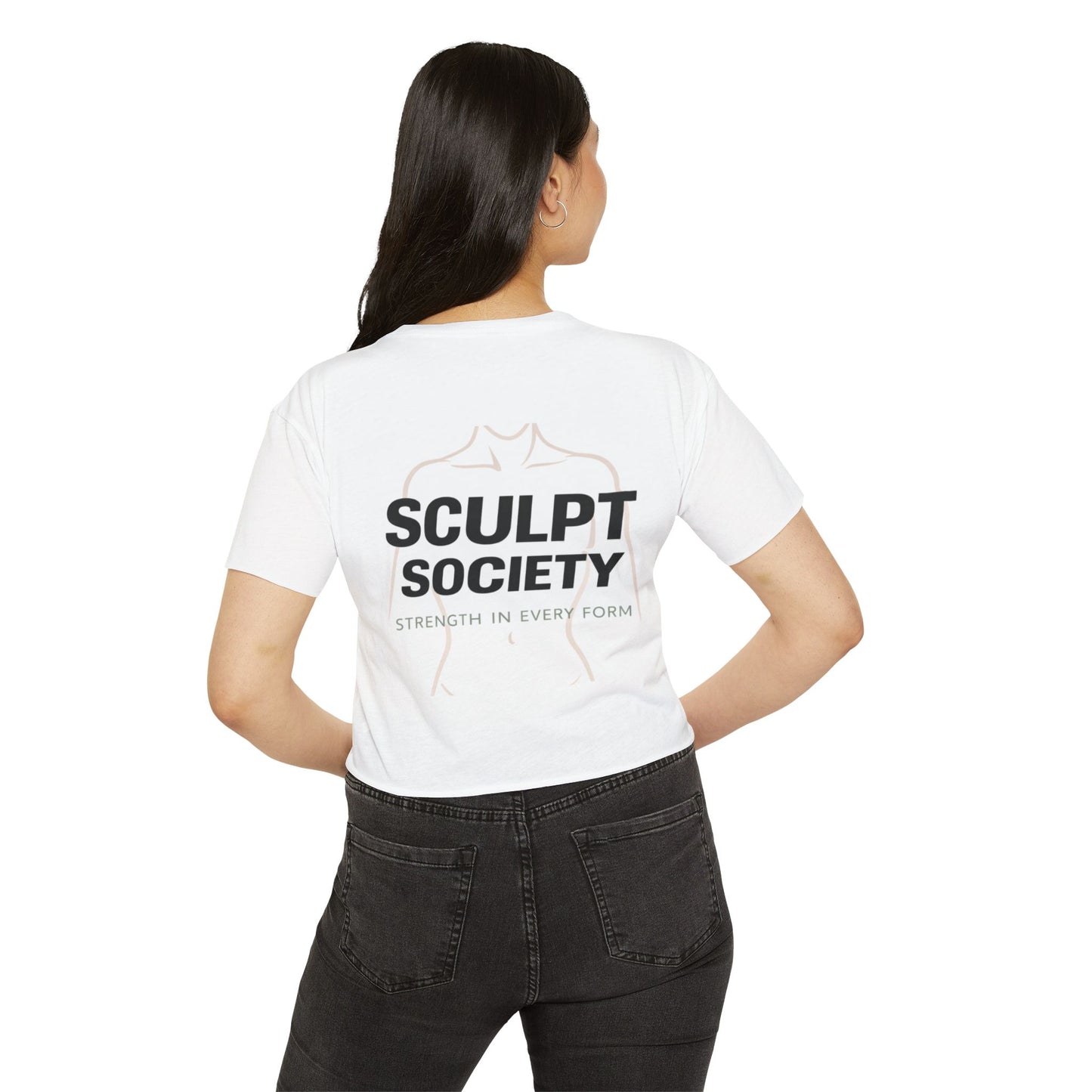Sculpt Society Women's Crop Top — 'Strength in Every Form' Festival Tee