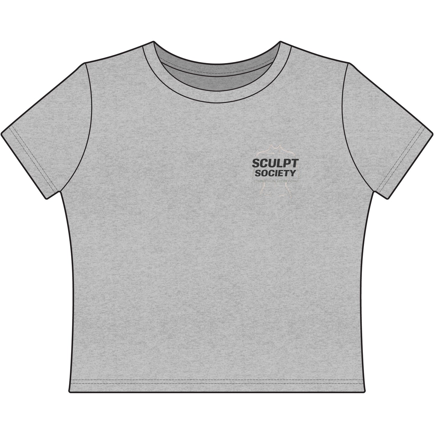 Sculpt Society Women’s Baby Tee – Strength In Every Form Fitness Crop Top