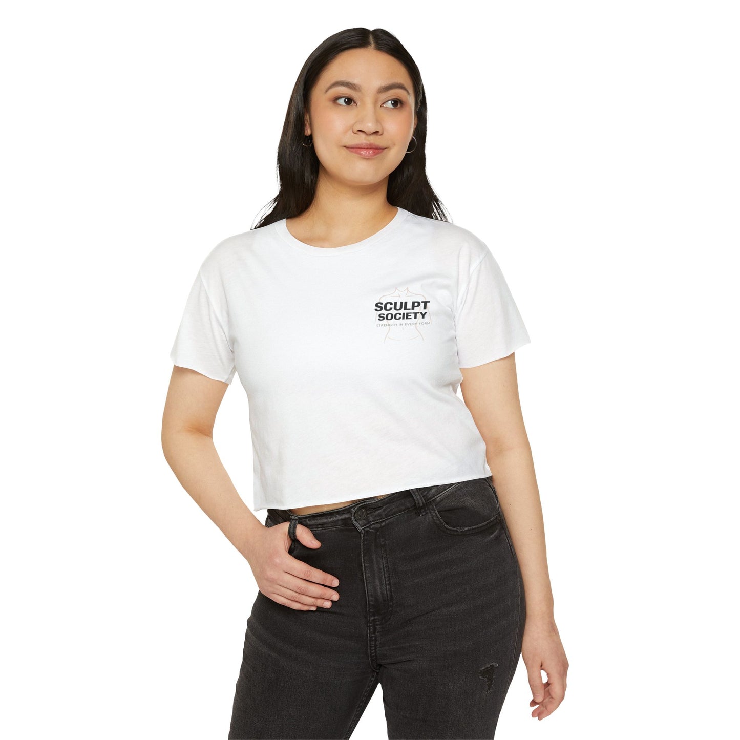 Sculpt Society Women's Crop Top — 'Strength in Every Form' Festival Tee